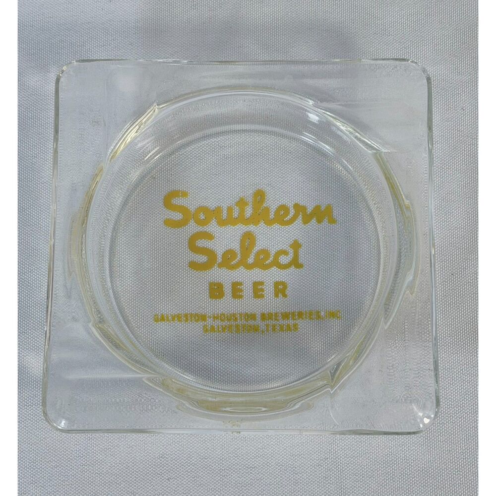 Vtg Southern Beer Clear Ashtray Galveston Houston Brewery Smoking Mancave Bar
